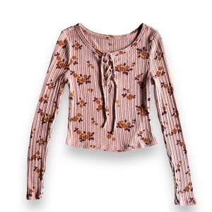 So long sleeve pink floral top, M